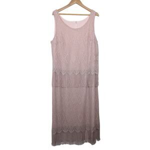 Vintage Shimmery Pink Fringe Layered Dress